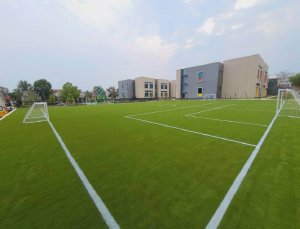 Soccer field built with artificial turf