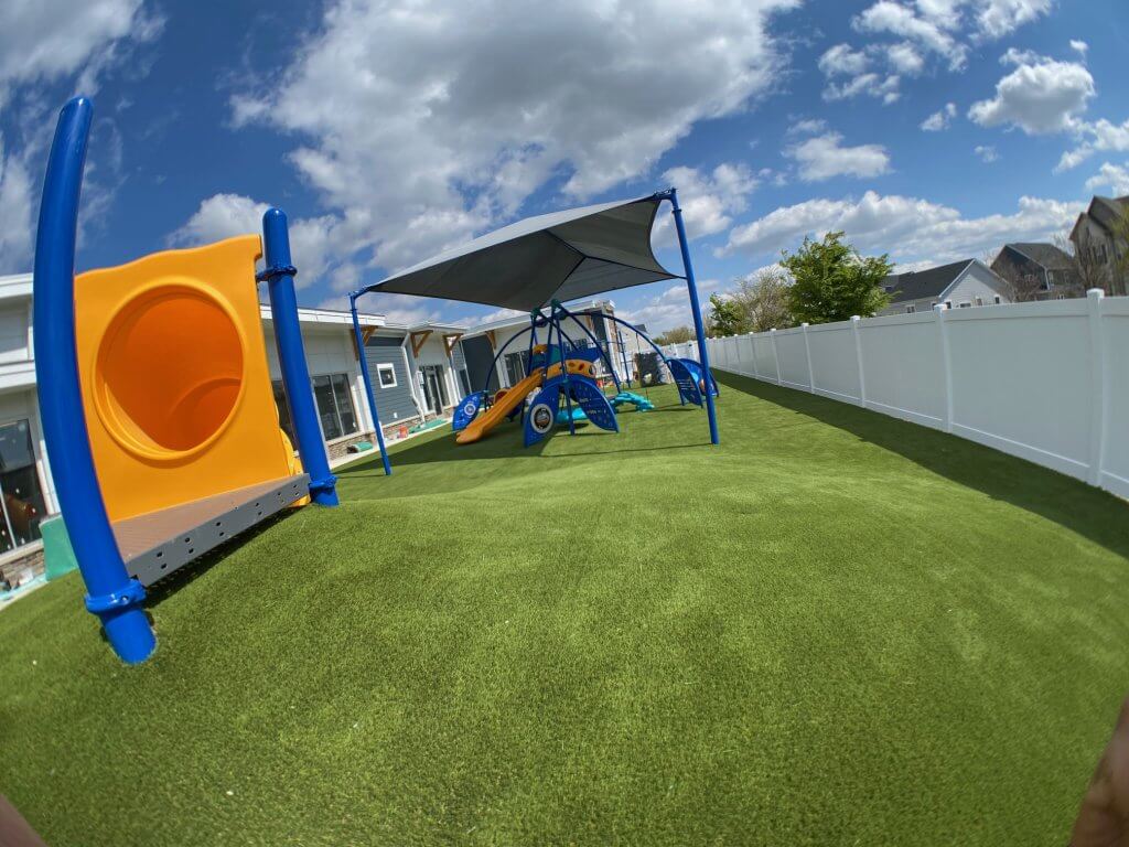Playground turf installed in a cheseapeake bay home