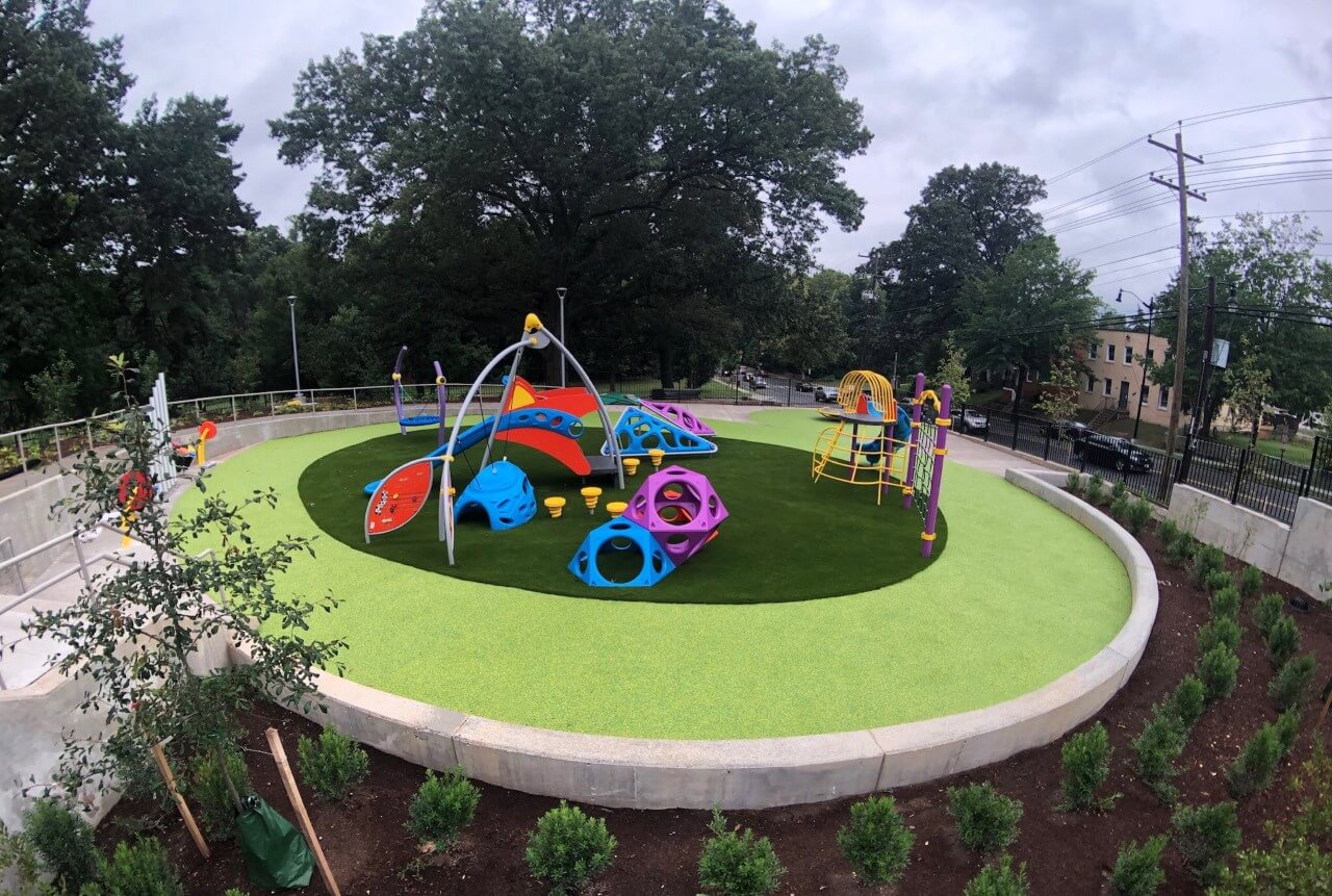 Artificial playground grass installed by SYNLawn