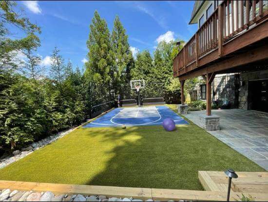 Artificial grass backyard installation from SYNLawn