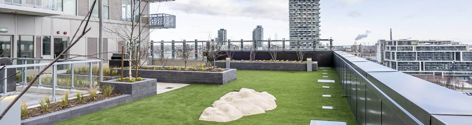 Commercial artificial rooftop grass