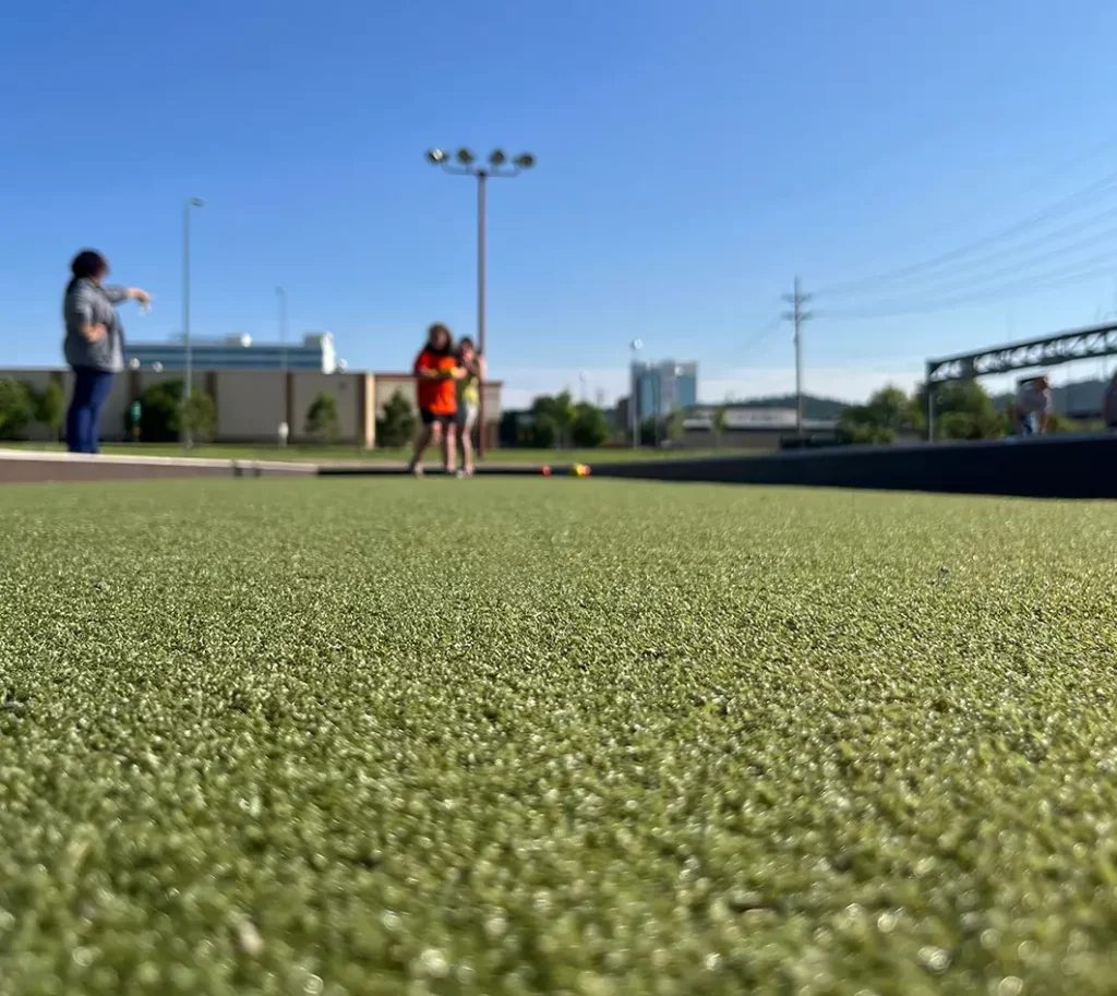 artificial grass lawn bocce ball court