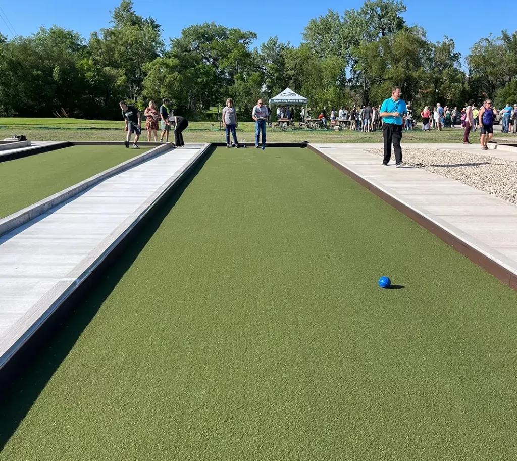 artificial grass lawn bocce ball court
