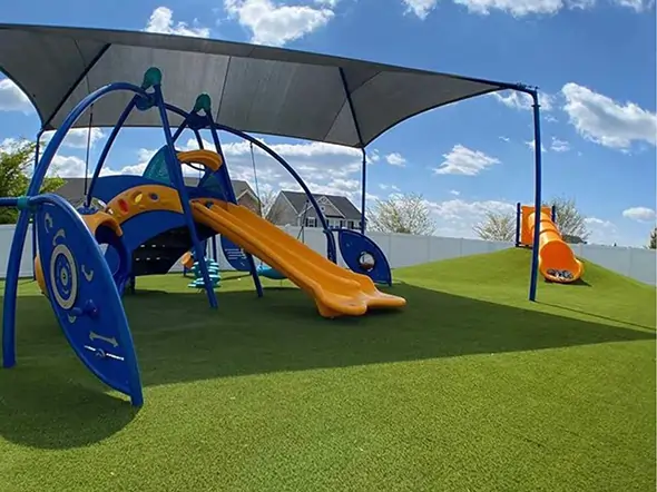 Residential artificial grass playground installed by SYNLawn