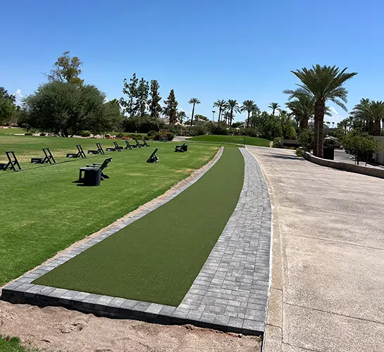 Artificial grass tee line installed by SYNLawn