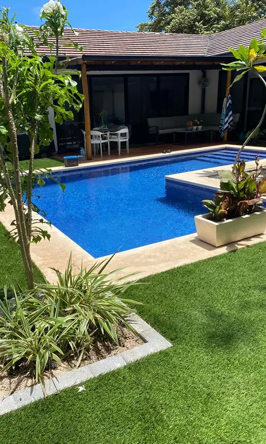 Artificial grass pool area installed by SYNLawn Chesapeake Bay